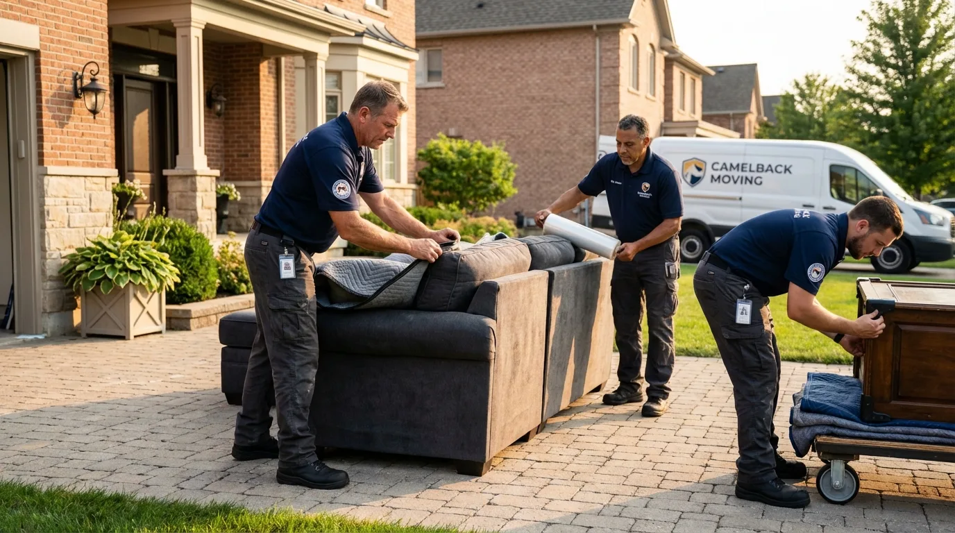 Large estate moving crew wrapping furniture in Pulaski, NY